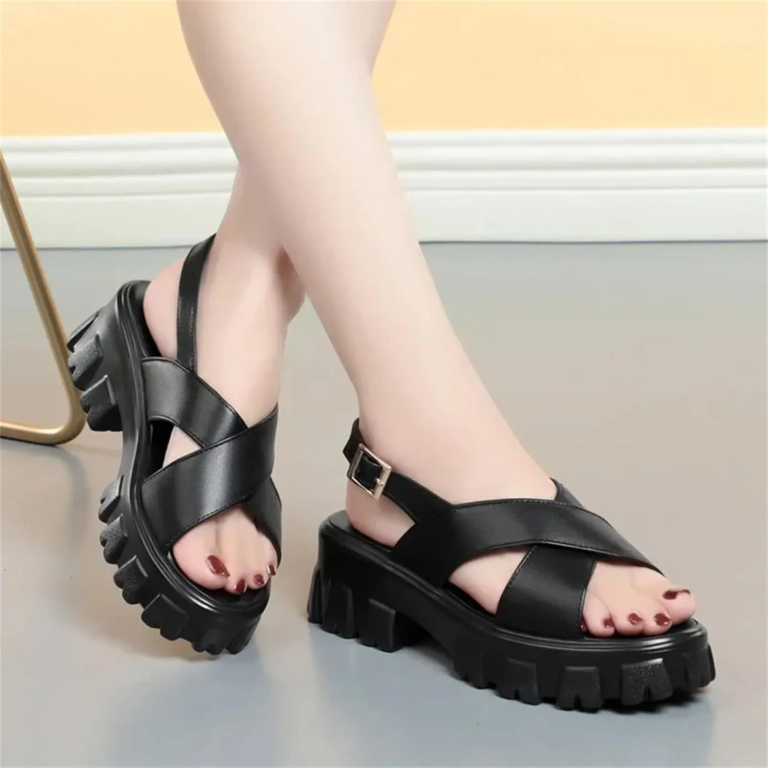 Women's Roman Leather Sandals - Platform Summer Fashion Girl Shoes