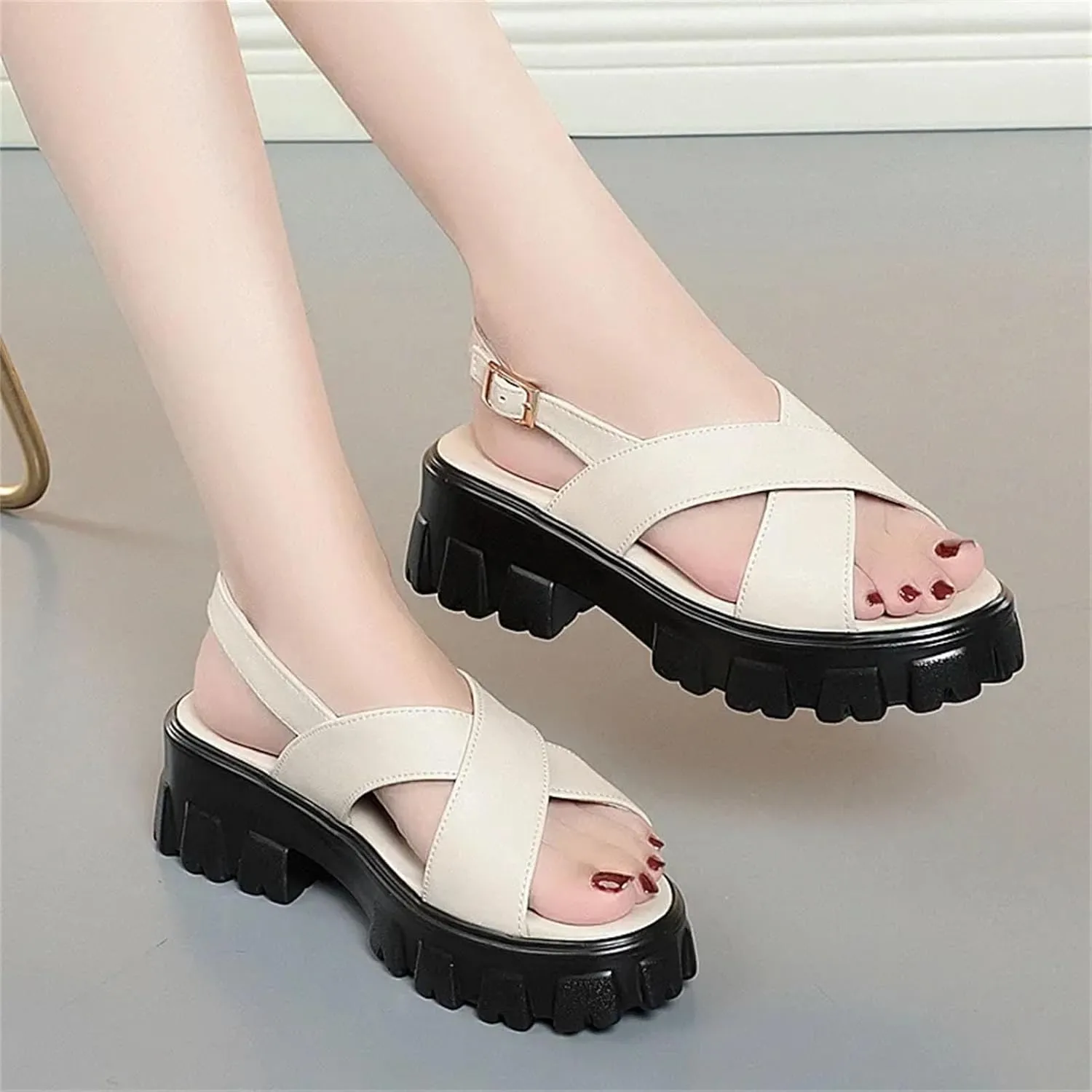 Women's Roman Leather Sandals - Platform Summer Fashion Girl Shoes