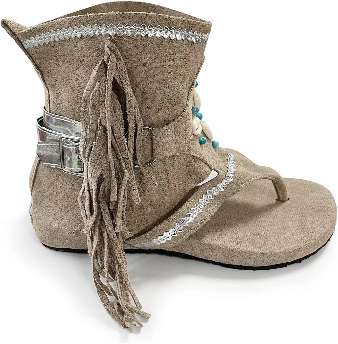 Women'S Sandals Tassel Ankle Boots, Retro Bohemian Sandals Beach Travel Shoes Clip Toe Flip Flops High Top Flat Casual Dressy Sandals