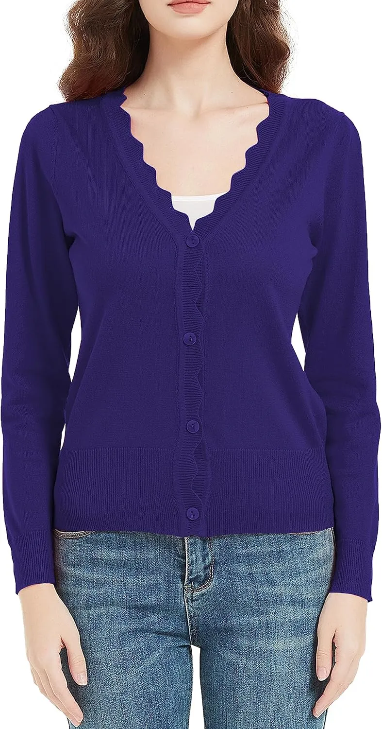 Women's Short Sleeve Cropped Cardigan Button Down Sweater Lightweight Knit Shrugs