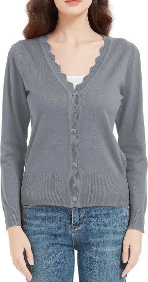 Women's Short Sleeve Cropped Cardigan Button Down Sweater Lightweight Knit Shrugs