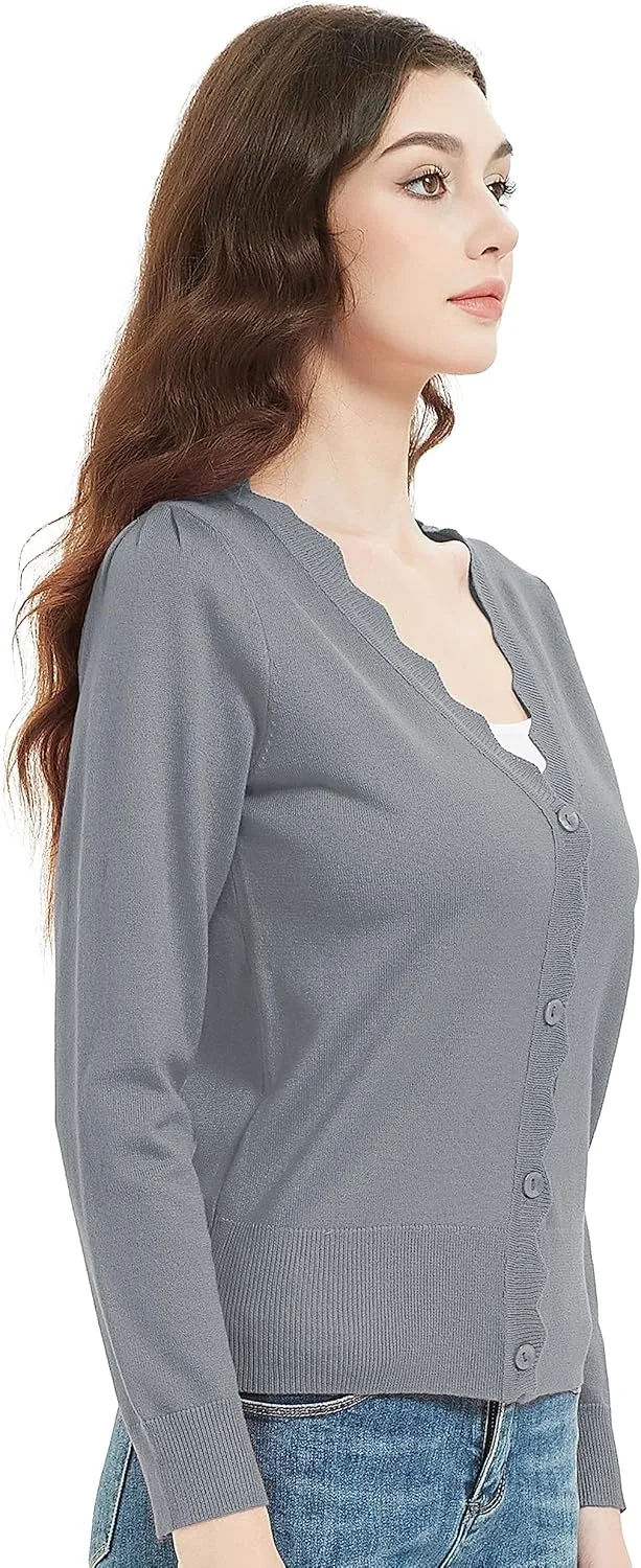 Women's Short Sleeve Cropped Cardigan Button Down Sweater Lightweight Knit Shrugs