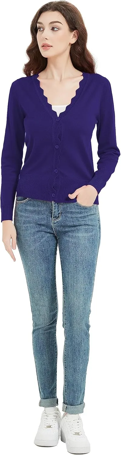 Women's Short Sleeve Cropped Cardigan Button Down Sweater Lightweight Knit Shrugs