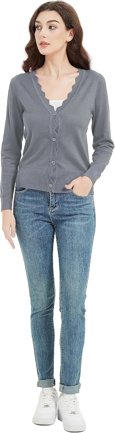 Women's Short Sleeve Cropped Cardigan Button Down Sweater Lightweight Knit Shrugs