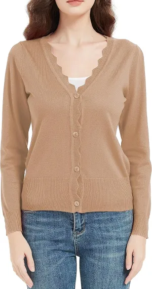 Women's Short Sleeve Cropped Cardigan Button Down Sweater Lightweight Knit Shrugs