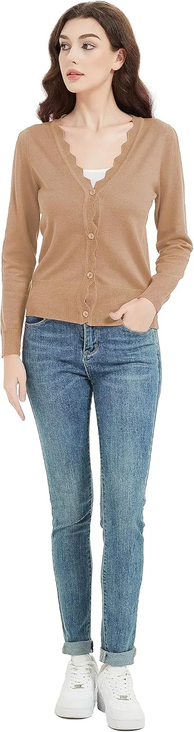 Women's Short Sleeve Cropped Cardigan Button Down Sweater Lightweight Knit Shrugs