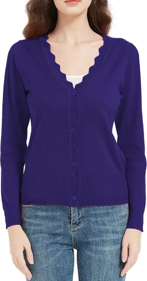 Women's Short Sleeve Cropped Cardigan Button Down Sweater Lightweight Knit Shrugs