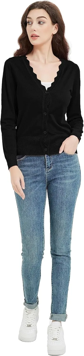 Women's Short Sleeve Cropped Cardigan Button Down Sweater Lightweight Knit Shrugs