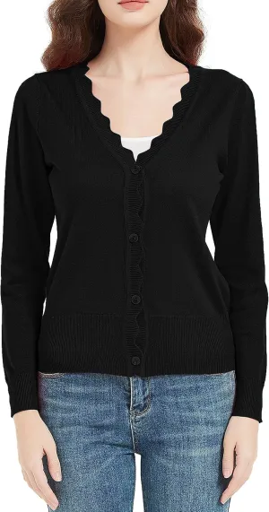 Women's Short Sleeve Cropped Cardigan Button Down Sweater Lightweight Knit Shrugs