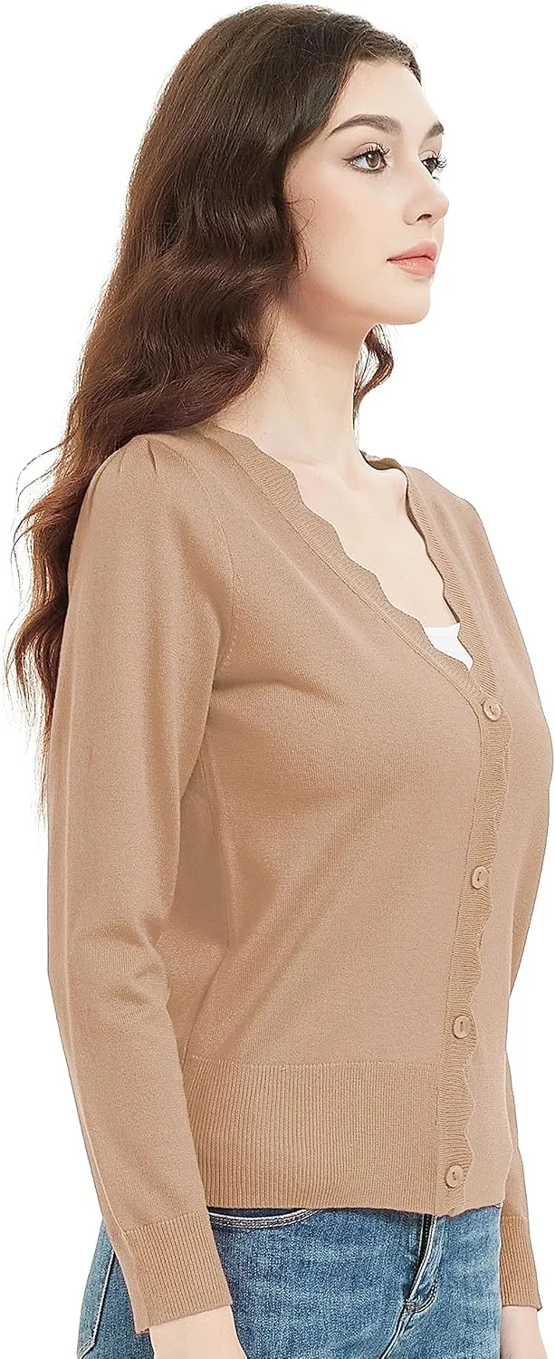 Women's Short Sleeve Cropped Cardigan Button Down Sweater Lightweight Knit Shrugs