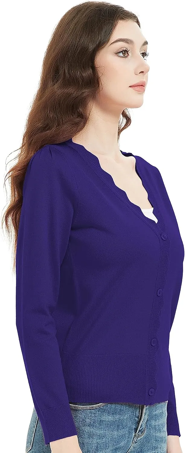 Women's Short Sleeve Cropped Cardigan Button Down Sweater Lightweight Knit Shrugs