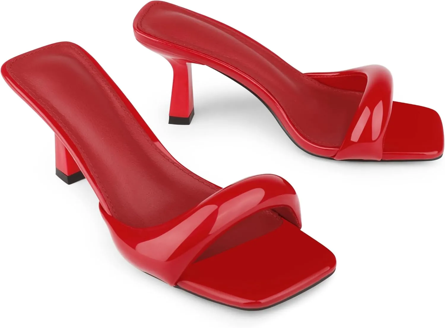 Women's Simple Mid-Heel Sandals One-Band Backless Stiletto Soft-Soled Heels for Party Dinner