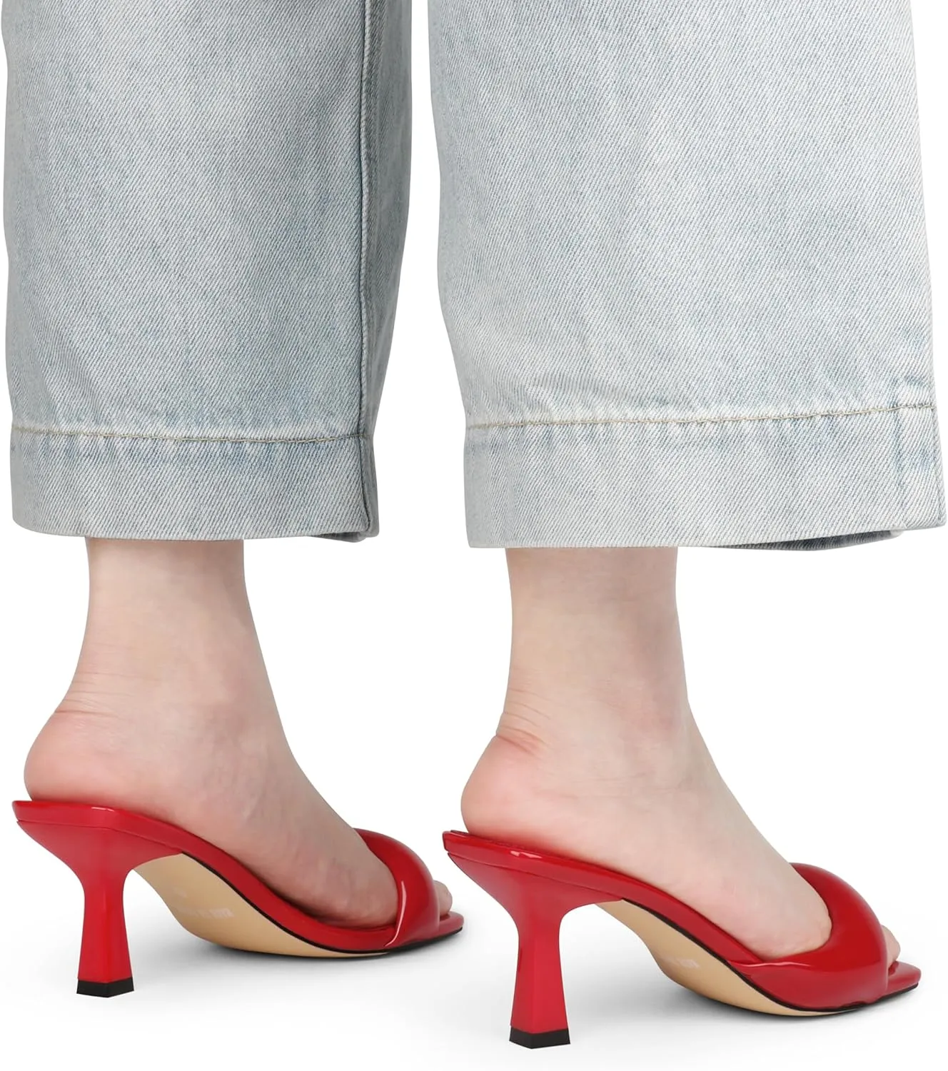 Women's Simple Mid-Heel Sandals One-Band Backless Stiletto Soft-Soled Heels for Party Dinner
