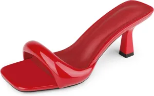 Women's Simple Mid-Heel Sandals One-Band Backless Stiletto Soft-Soled Heels for Party Dinner