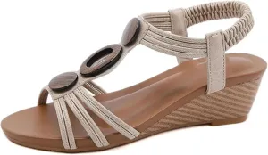 Women's Slope Heel Sandals - Summer Soft Sole Roman Comfortable