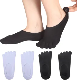 Women's Toe socks Cotton Lightweight No Show Five Fingers Running Socks 4 Pack
