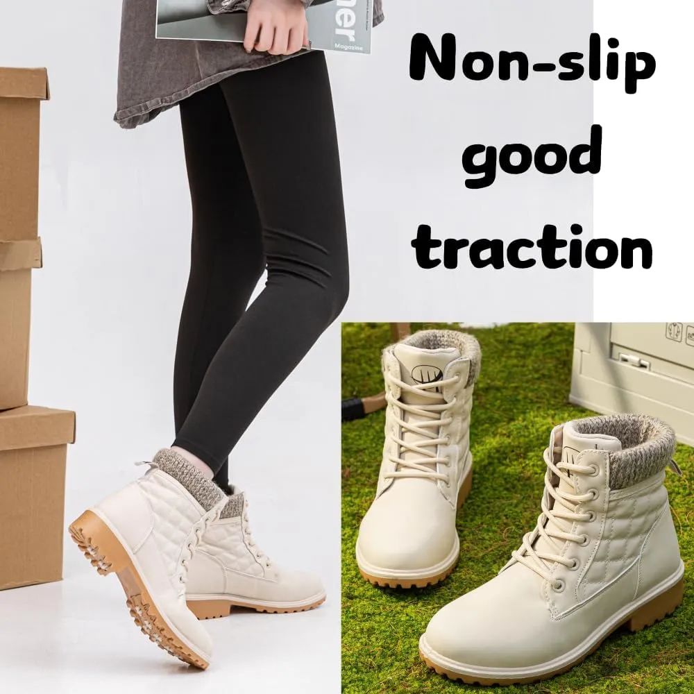 Women's Waterproof Hiking Work Boots - Lightweight Non-Slip Ankle Boot for Outdoor & Office (Black White)