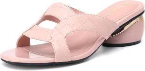Women's Wide Width Heeled Mules - Round Toe Open-Toe Sandals for Wide Feet, Comfortable Slip-On Dressy Shoes