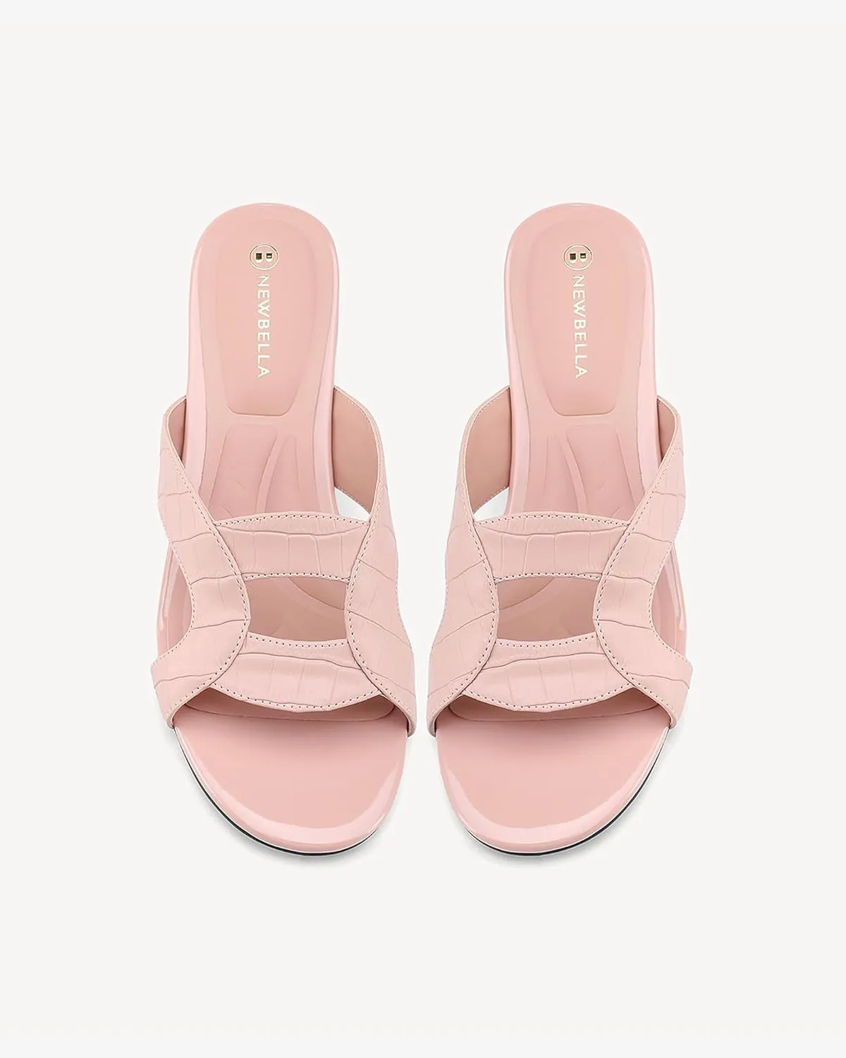 Women's Wide Width Heeled Mules - Round Toe Open-Toe Sandals for Wide Feet, Comfortable Slip-On Dressy Shoes