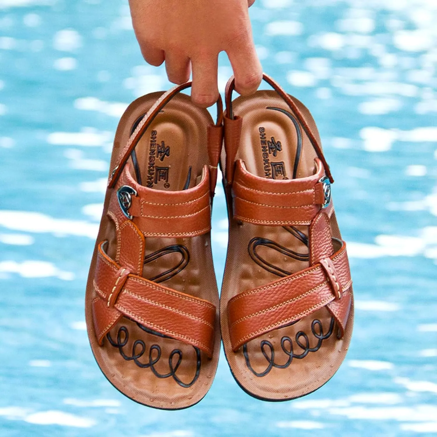 WUIWUIYU Mens' Big Boys' Casual Sandals Open Toe Summer Flats Water Beach Slippers Stream-Treakking Shoes