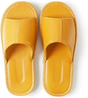 XUEMML Leather Slippers For Men And Women Indoor Outdoor， Unisex Open Toe Slippers Summer Sandals，Non Slip Home Office Slippers Gift For Mens Womens