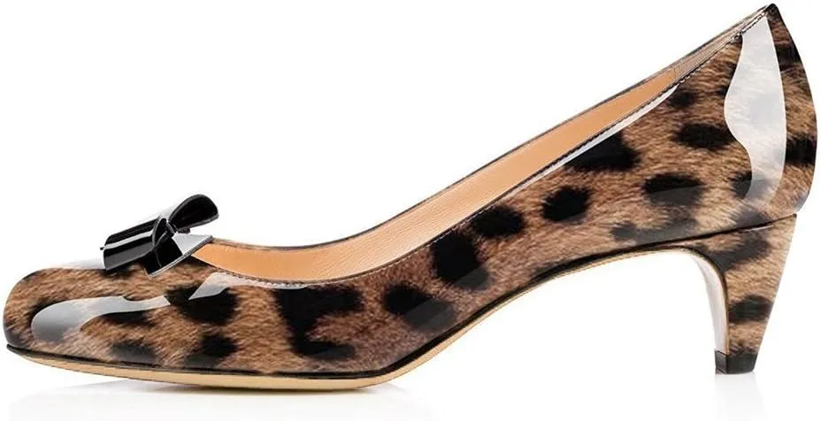 YDN Women Closed Round Toe Pumps Low Heels Shoes with Bowknot for Work Office Ladies Size 4-15 US