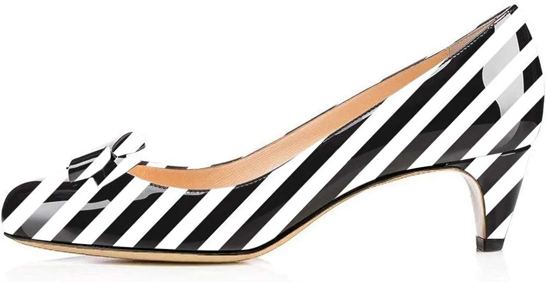 YDN Women Closed Round Toe Pumps Low Heels Shoes with Bowknot for Work Office Ladies Size 4-15 US