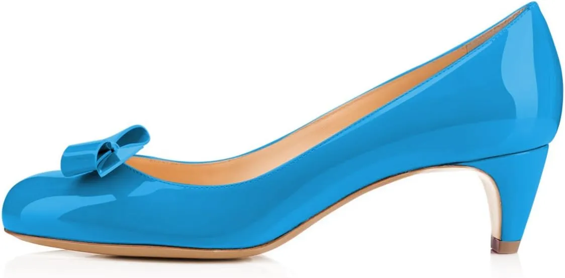 YDN Women Closed Round Toe Pumps Low Heels Shoes with Bowknot for Work Office Ladies Size 4-15 US