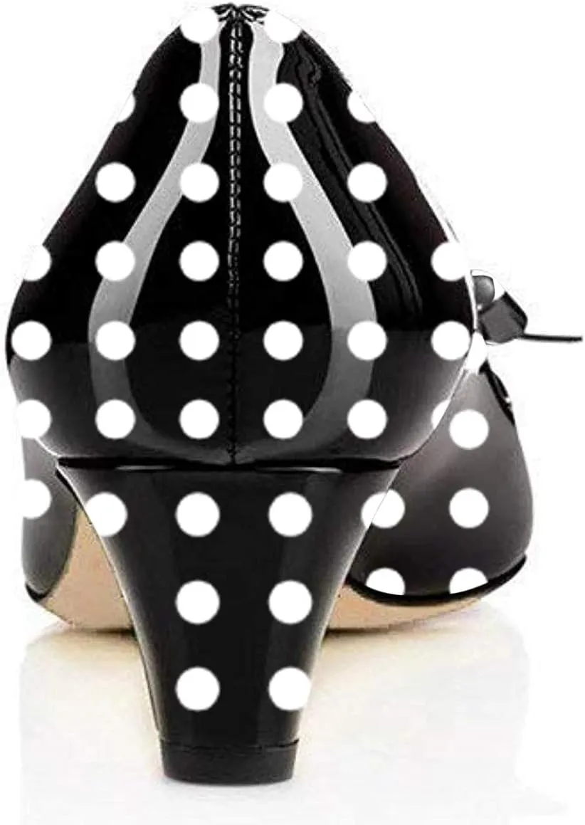 YDN Women Closed Round Toe Pumps Low Heels Shoes with Bowknot for Work Office Ladies Size 4-15 US