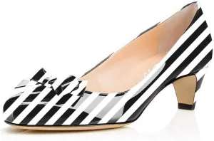 YDN Women Closed Round Toe Pumps Low Heels Shoes with Bowknot for Work Office Ladies Size 4-15 US