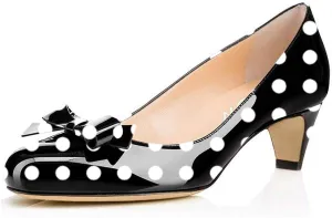 YDN Women Closed Round Toe Pumps Low Heels Shoes with Bowknot for Work Office Ladies Size 4-15 US
