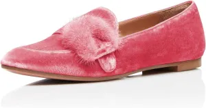YDN Women Comfy Round Toe Loafers Slip on Low Heel Ballet Flats Fur Velvet Pumps Dress Walking Office Shoes