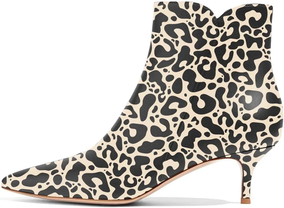 YDN Women Dressy Kitten Low Heel Ankle Boots Pointed Toe Booties Shoes with Zips Size 4-16 US