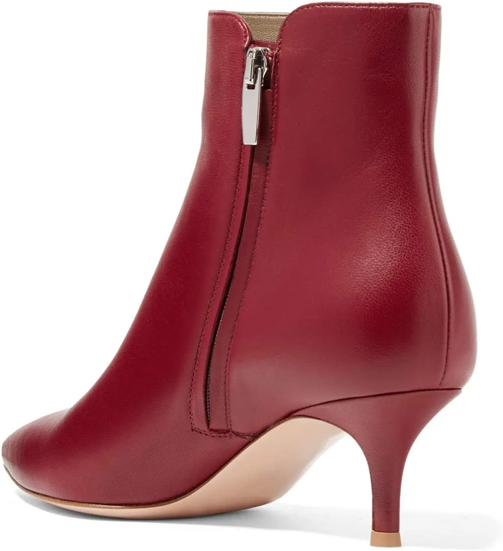 YDN Women Dressy Kitten Low Heel Ankle Boots Pointed Toe Booties Shoes with Zips Size 4-16 US
