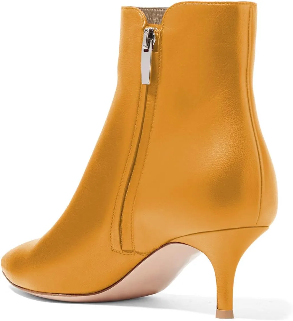 YDN Women Dressy Kitten Low Heel Ankle Boots Pointed Toe Booties Shoes with Zips Size 4-16 US