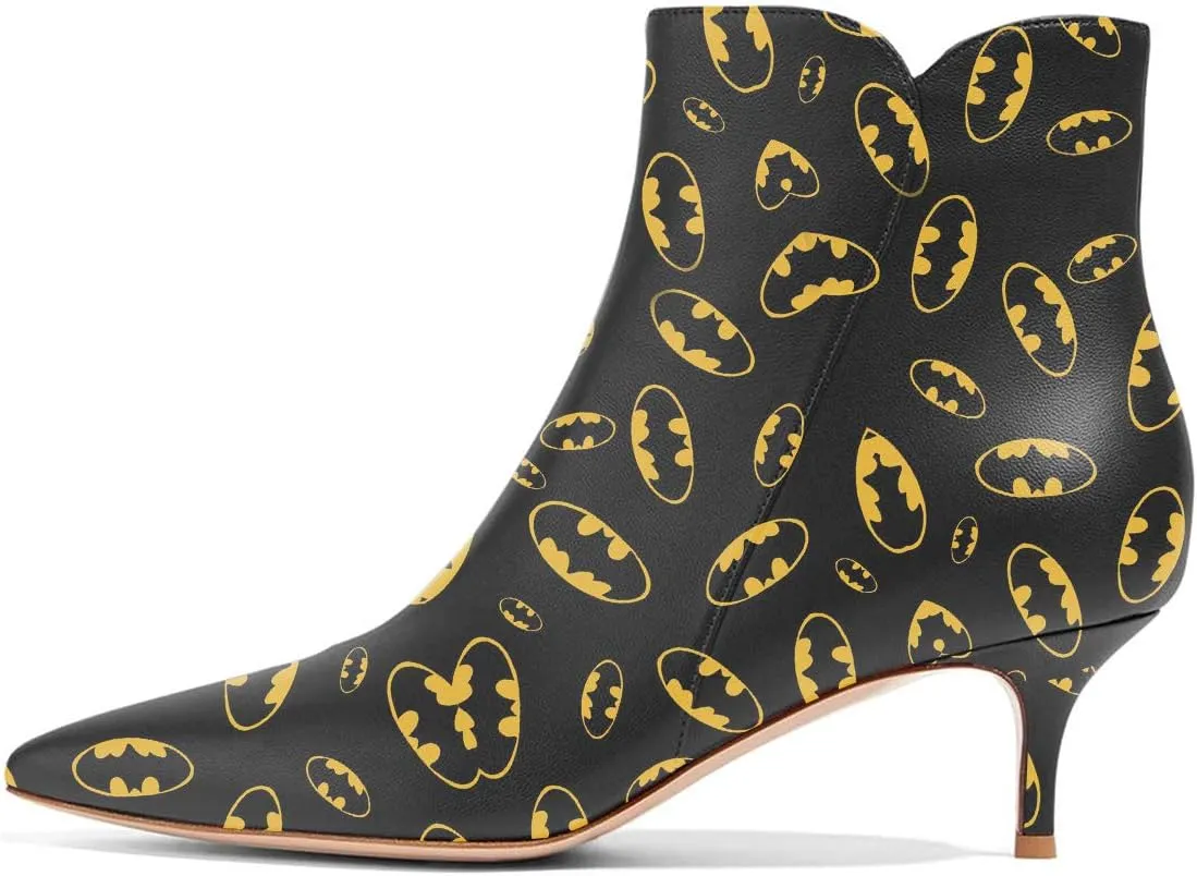 YDN Women Dressy Kitten Low Heel Ankle Boots Pointed Toe Booties Shoes with Zips Size 4-16 US