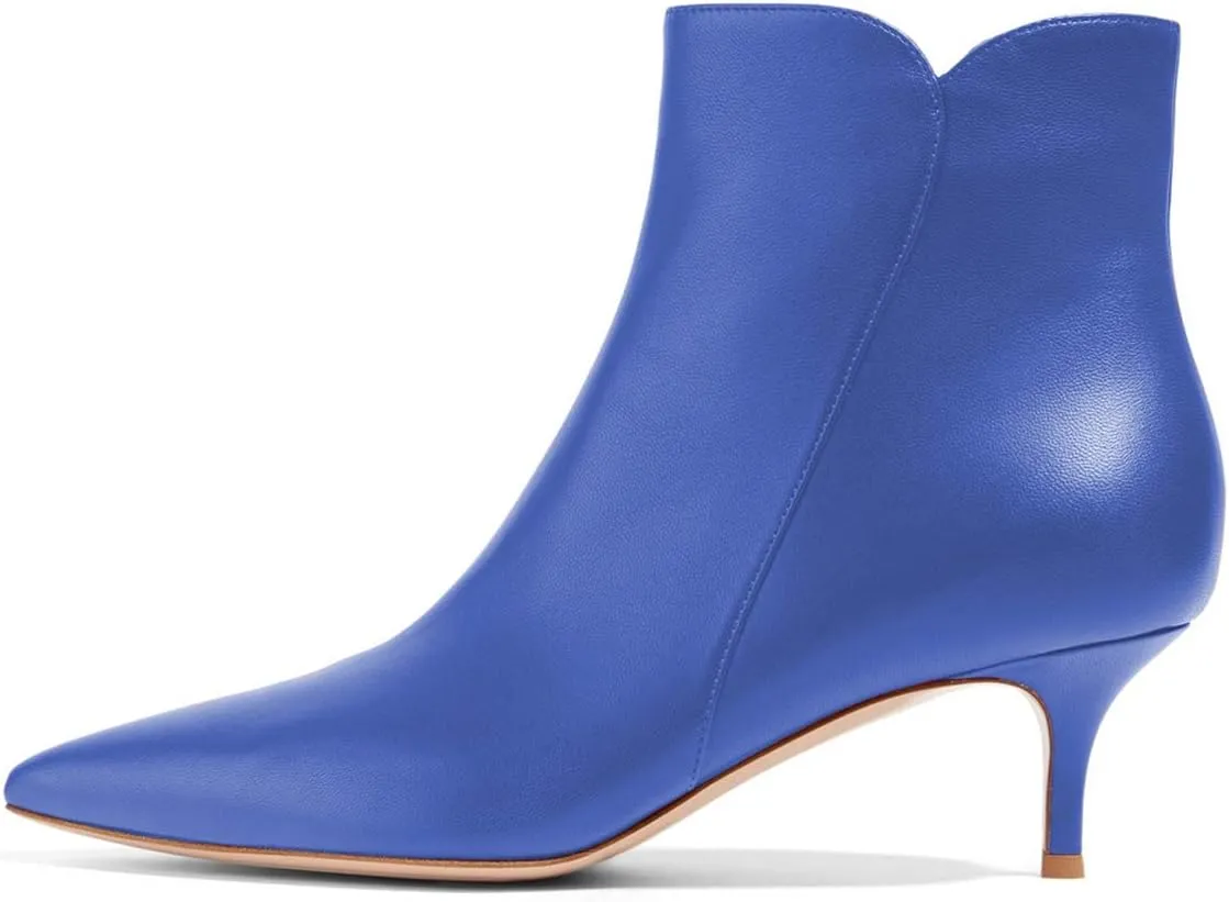 YDN Women Dressy Kitten Low Heel Ankle Boots Pointed Toe Booties Shoes with Zips Size 4-16 US