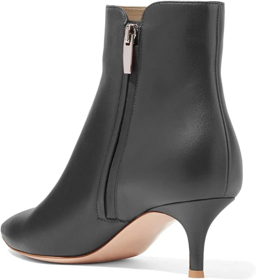 YDN Women Dressy Kitten Low Heel Ankle Boots Pointed Toe Booties Shoes with Zips Size 4-16 US
