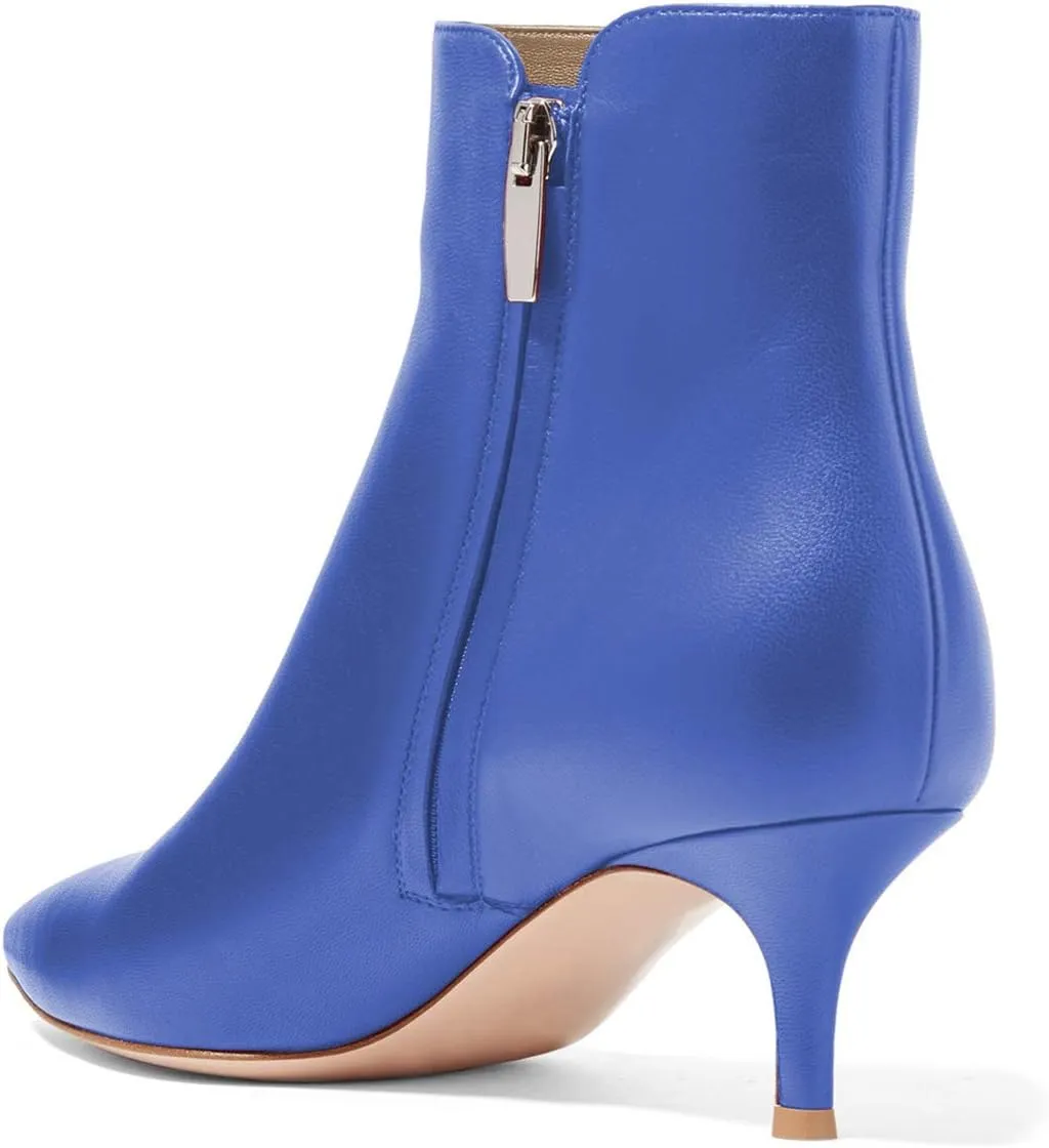 YDN Women Dressy Kitten Low Heel Ankle Boots Pointed Toe Booties Shoes with Zips Size 4-16 US