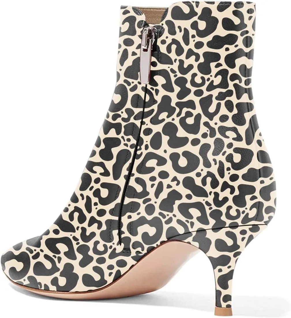 YDN Women Dressy Kitten Low Heel Ankle Boots Pointed Toe Booties Shoes with Zips Size 4-16 US