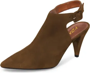 YDN Women Pointed Toe Cone High Heels Slingback Booties Ankle Strap Faux Suede Buckle Party Dress Sandal Size 4-15 US