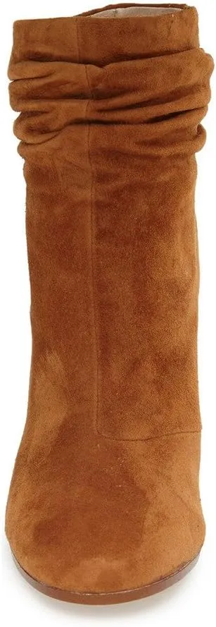 YDN Women Pull on Booties Chunky Heel Slouch Ankle Boots Round Toe Stacked Retro Shoes