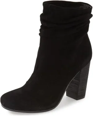 YDN Women Pull on Booties Chunky Heel Slouch Ankle Boots Round Toe Stacked Retro Shoes