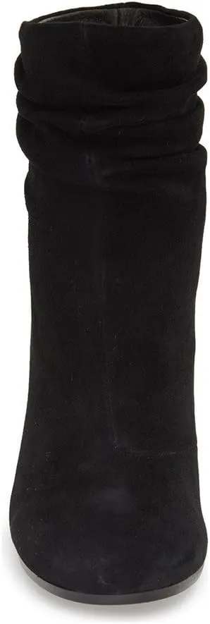 YDN Women Pull on Booties Chunky Heel Slouch Ankle Boots Round Toe Stacked Retro Shoes