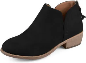 YDN Women's Mid Heels Ankle Bootie Almond Toe Block Low Heel Pumps Classic V Cut Back Zipper Shoes Size 4-15 US