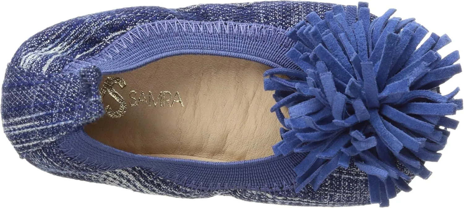 Yosi Samra Unisex-Child Sammie Denim with Suede Pompom-K