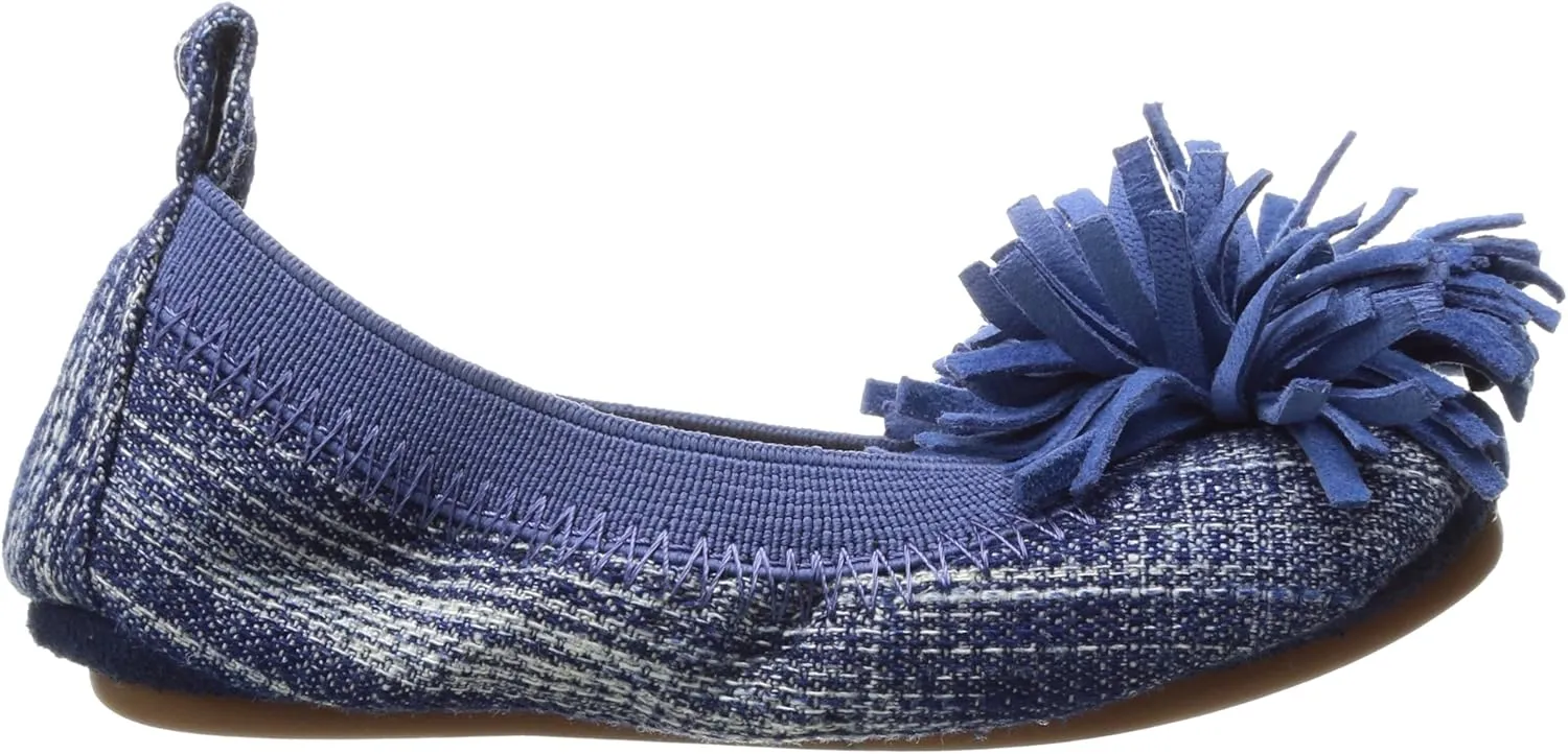 Yosi Samra Unisex-Child Sammie Denim with Suede Pompom-K