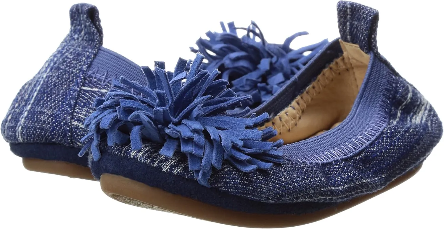 Yosi Samra Unisex-Child Sammie Denim with Suede Pompom-K