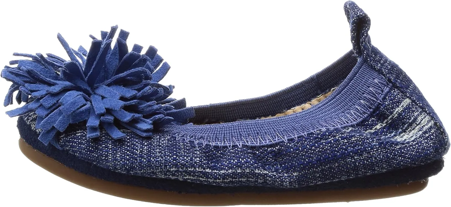 Yosi Samra Unisex-Child Sammie Denim with Suede Pompom-K