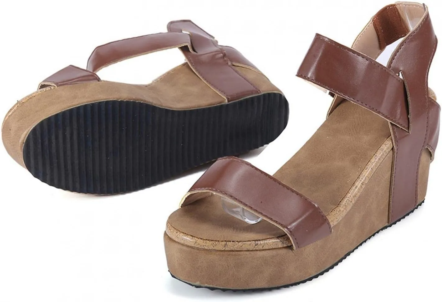 ZBYY Women's Ankle-Strap Heeled Sandals Open Toe Platform Wedge Slip On Sandals Casual Summer Beach Sandals Shoes